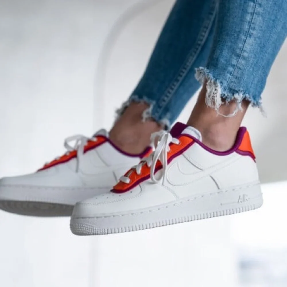 Nike Air Force 1 Low SE Sneakers in Sail White Team Orange Berry Women's 5.5
